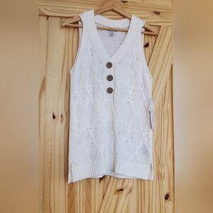 TRIBAL Size S White Cable Knit Sweater Vest